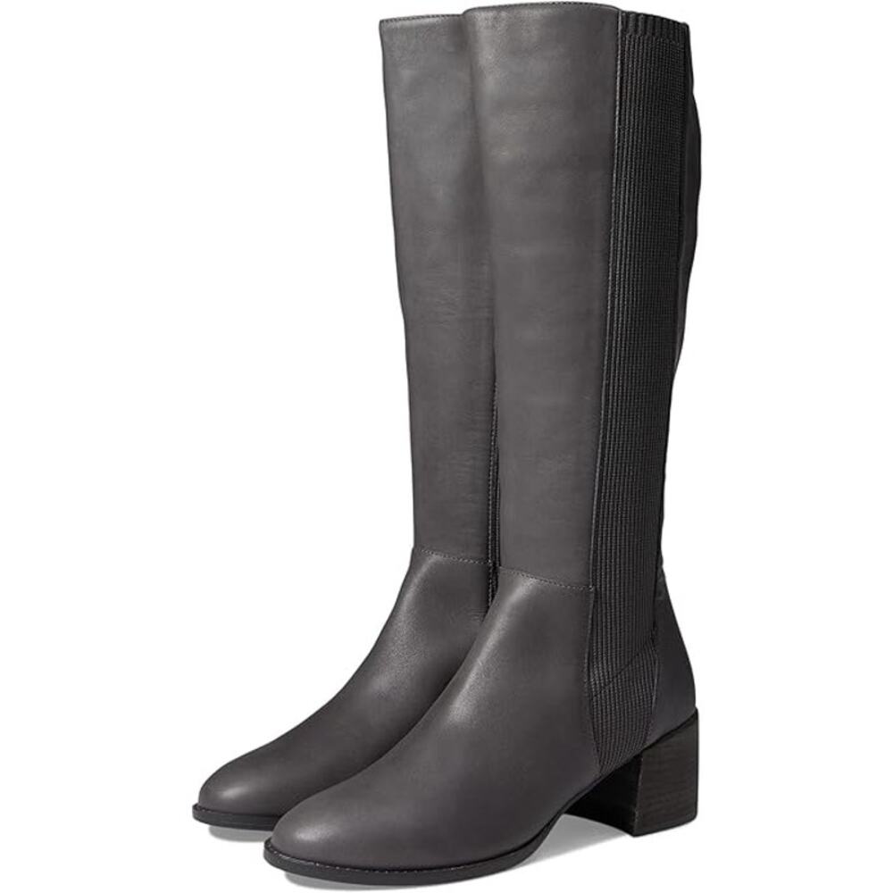 Eileen Fisher Gray Destry Knee High Leather Boots Women's Size 5 New Without Box